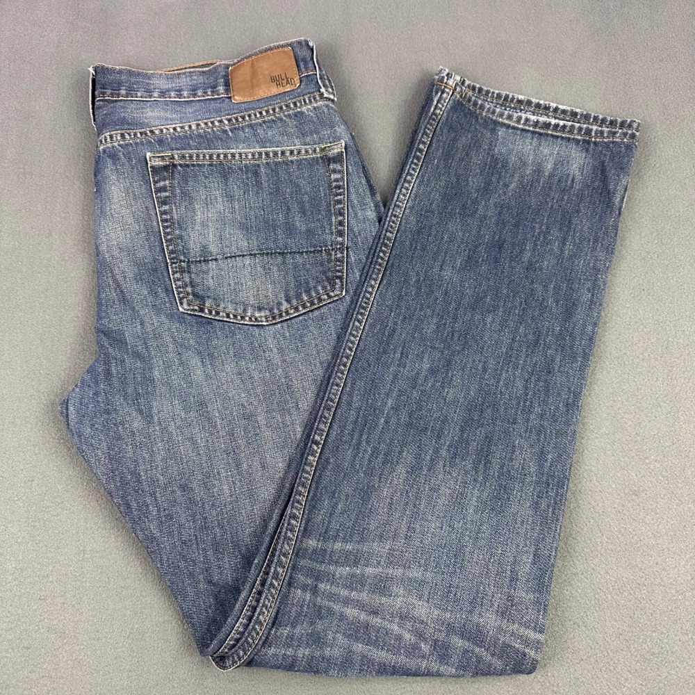 Bullhead Gravel Slim Straight Jeans Mens 35x31.5 Medium Wash Denim Blue Pants